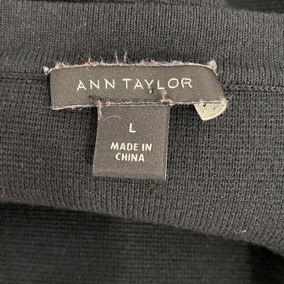 Ann Taylor Black Jersey Long Sleeves Ruffled Midi Dress - Picture 6 of 10